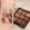 9/15 Colors Eye Shadow Palette Glitter Snowflake Diamond Pink Chocolate Brown Shades, Korean Contour Makeup For Charming Eyes 4
