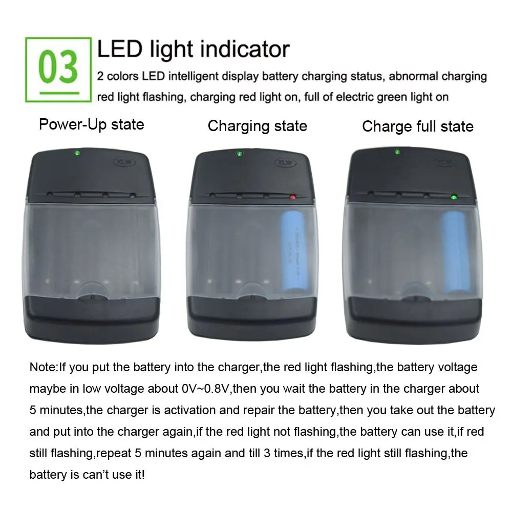 Indicator Intelligent Battery Charger 4 Slots Fast Charging Dock Adapter For Rechargeable Battery AA AAA 1.5V Alkaline