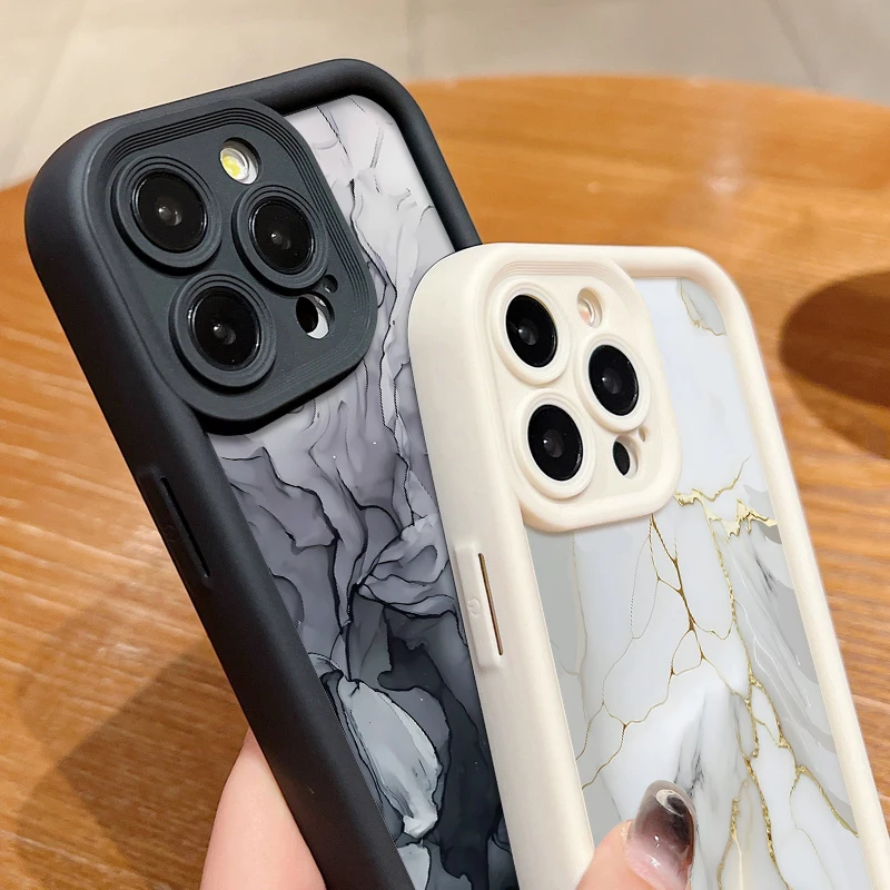 Marble Pattern Shockproof Soft TPU Candy Color Phone Case