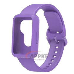 Protective Soft TPU Cover and Sports Strap for Samsung Galaxy Fit 3 - Watch Accessories Bundle (Purple)