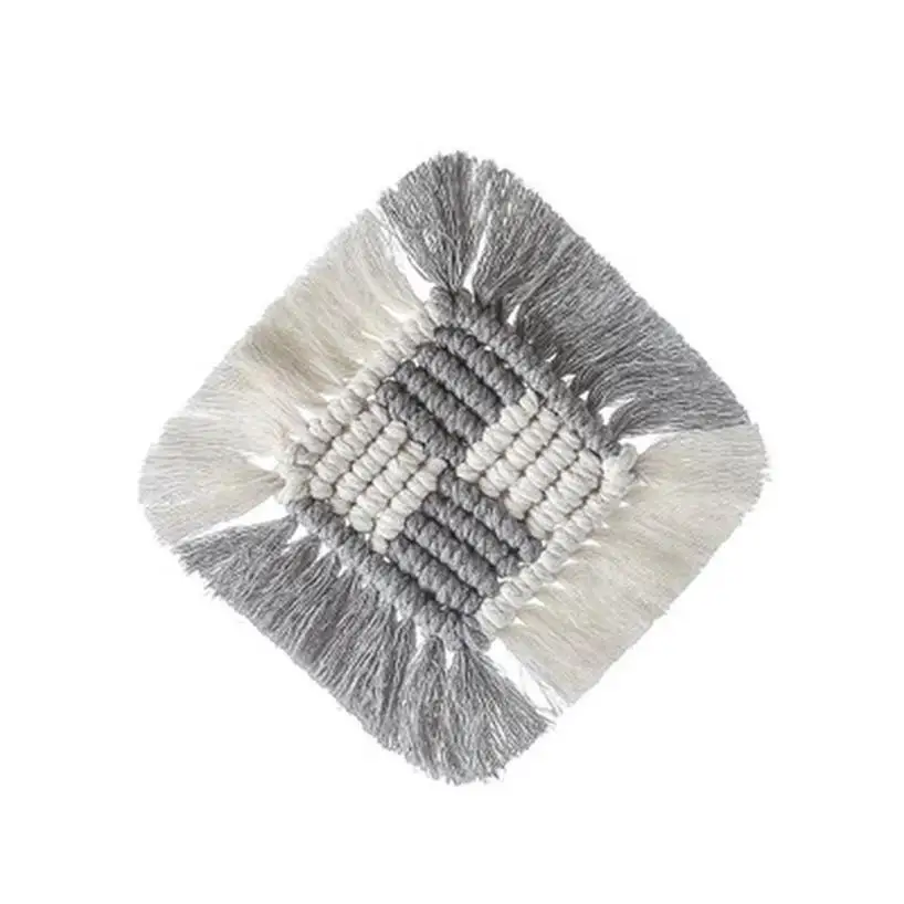 1 Pcs Macrame Placemats Cup Mat Tablecloth Coaster Cup Pad Handcrafted Cotton Insulation Mats Rural Style Creative Woven Coaster