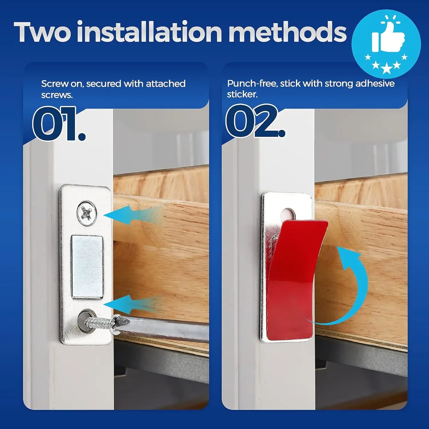 Ultra-Thin Door Magnets Stops Magnetic Cabinet Catches Adhesive 20/1Set for Furniture Closet Drawer with Screw