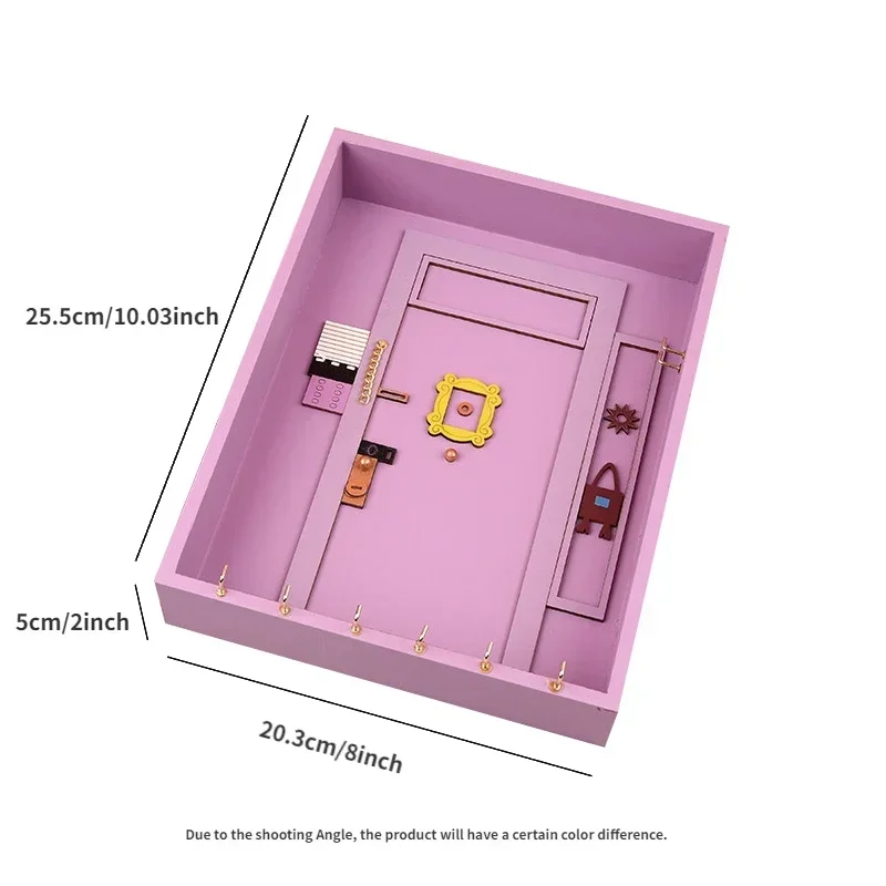 1pc Wooden Key Holder - Elevate Your Home Decor With This Stylish Wooden Purple Entry Door Key Rack! 8 hook keys 3