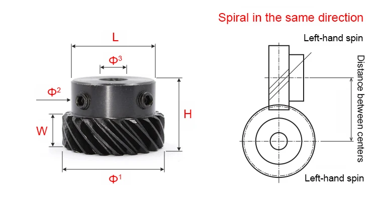 Description Picture 4 of itemCarbon steel helical gear 1M 1.5M 2M Bore 6 8 10 12 14 15 16