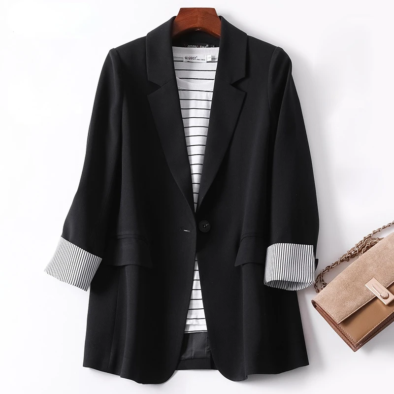Ladies Long Sleeve Spring Casual Blazer 2022New Fashion Business Plaid Suits Women Work Office Blazer Women Coats Woman_voghion.com