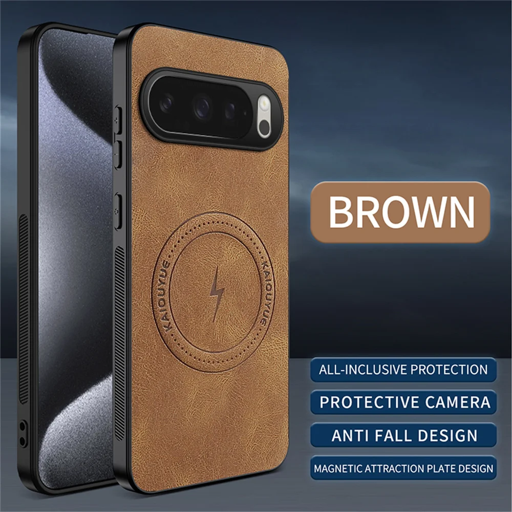 Luxury Classic Leather Magnetic Phone Case with Magsafe Wireless Charging Compatibility