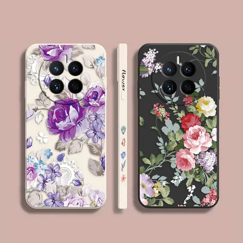 

Phone Case For Huawei MATE 20 20X 30 40 50 P20 P30 P40 P50 P60 PRO PLUS Case Cover Funda Cqoue Shell Capa Pretty Purple Flowers