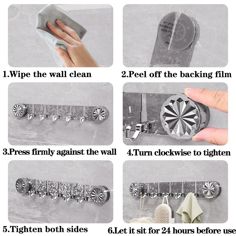 No-drill Suction Cup Long Row Hooks For Bathroom Wall Storage Behind Doors Traceless Adhesive Hooks