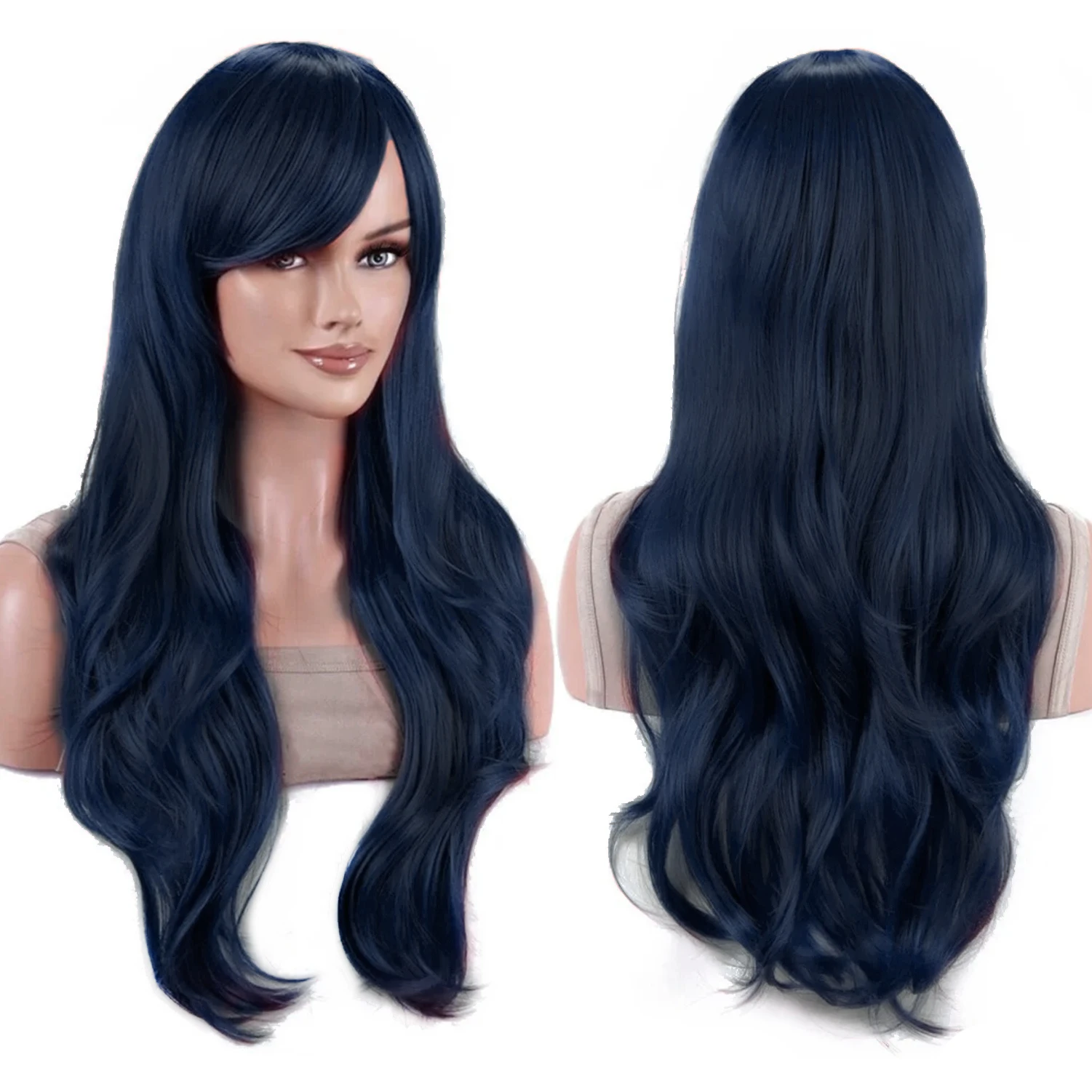 Vibrant 70cm Water Wave Cosplay Wig with Bangs