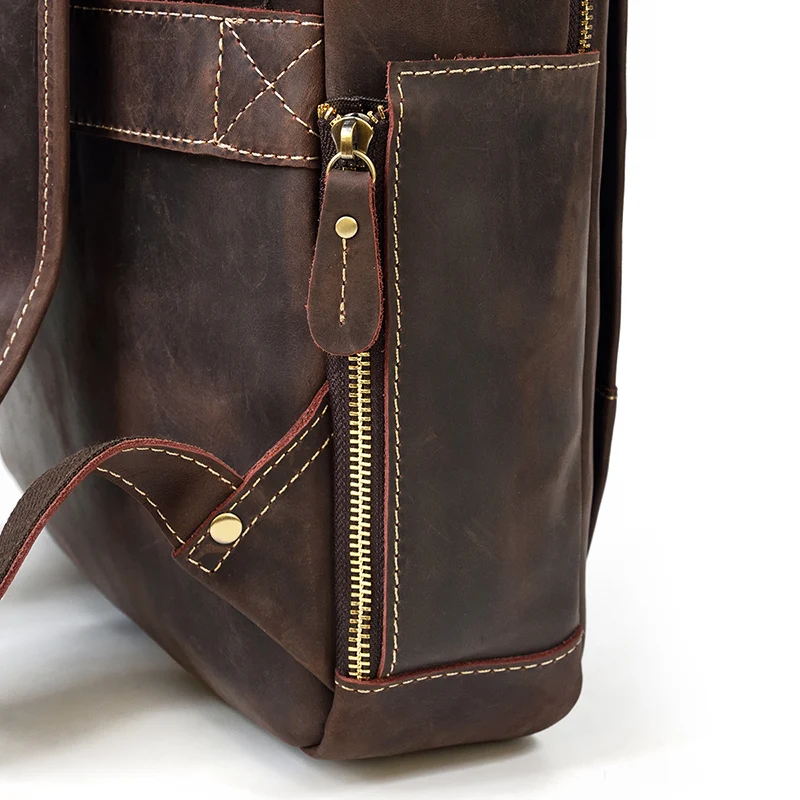 Womens Rustic Brown Leather Backpack Mens Purse