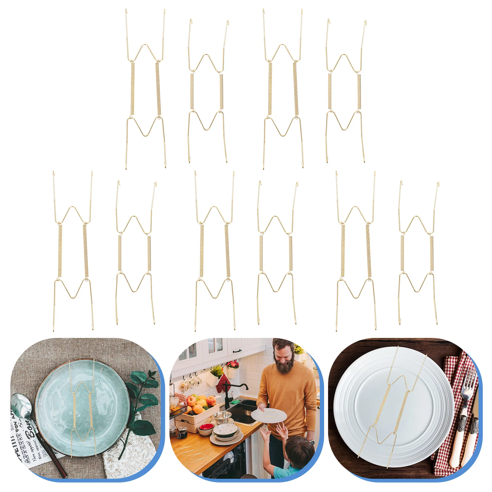 

10 Pcs Coat Hangers Spring Hanging Pan Hook Wire Plate for Wall Wall-mounted Holder Dish Display