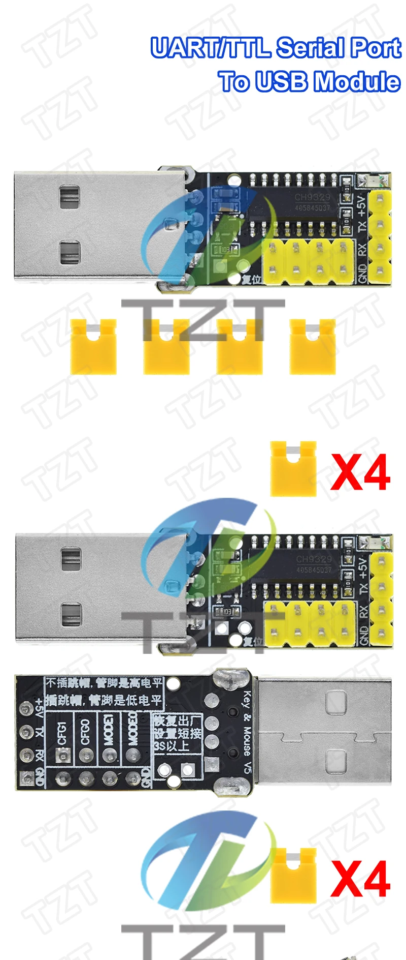 TZT 1/3PCS CH9329 modul UART/TTL Serielle Port Zu USB HID Volle Tastatur maus Treiber-Freies spiel entwickeln box – Detail 3