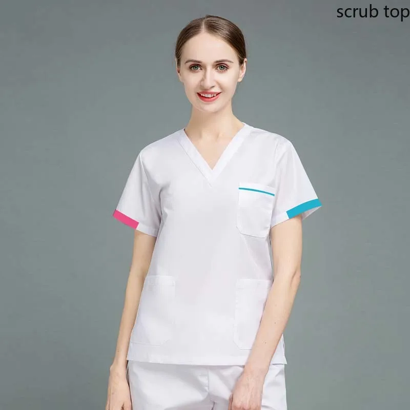 

Scrub Top Women Medical Clothes V Neck Nursing Uniforms Short Sleeve Dentist Overalls Doctor Costume Workwear Plug Size Hospital