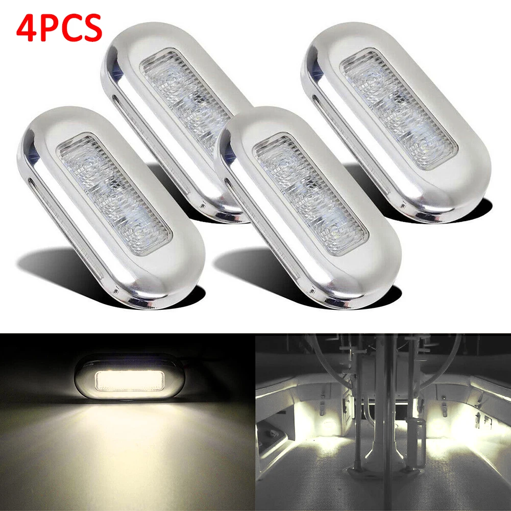 

4pcs Boat Marine Grade 12V Large Waterproof Cool Blue LED Courtesy Lights Stair Deck Turn Signal Lighting Marker Lamp