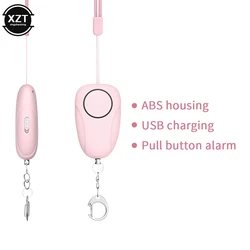 Personal Alarm Rechargeable Girls Safety Protection Alarm 120dB Scream Siren Keychain Backpack Pendant Security Equipment