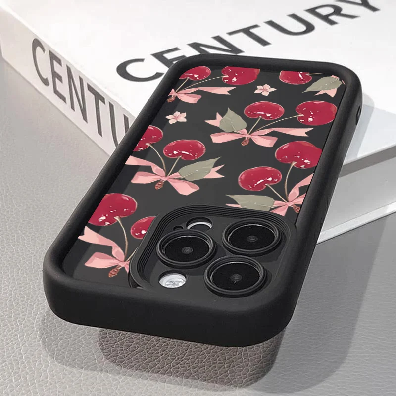 Chic Cherry Pattern Soft Phone Case - Stylish & Protective Cover
