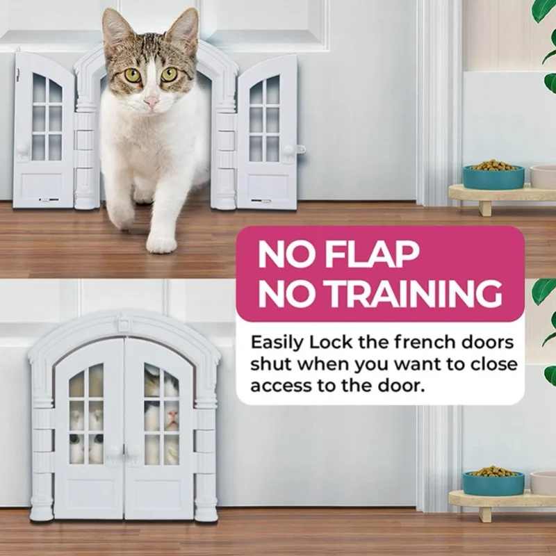 Portal French Cat Door Stylish No-Flap Cat Door Interior for Average-Sized Cats Up to 20 lbs Easy DIY Setup