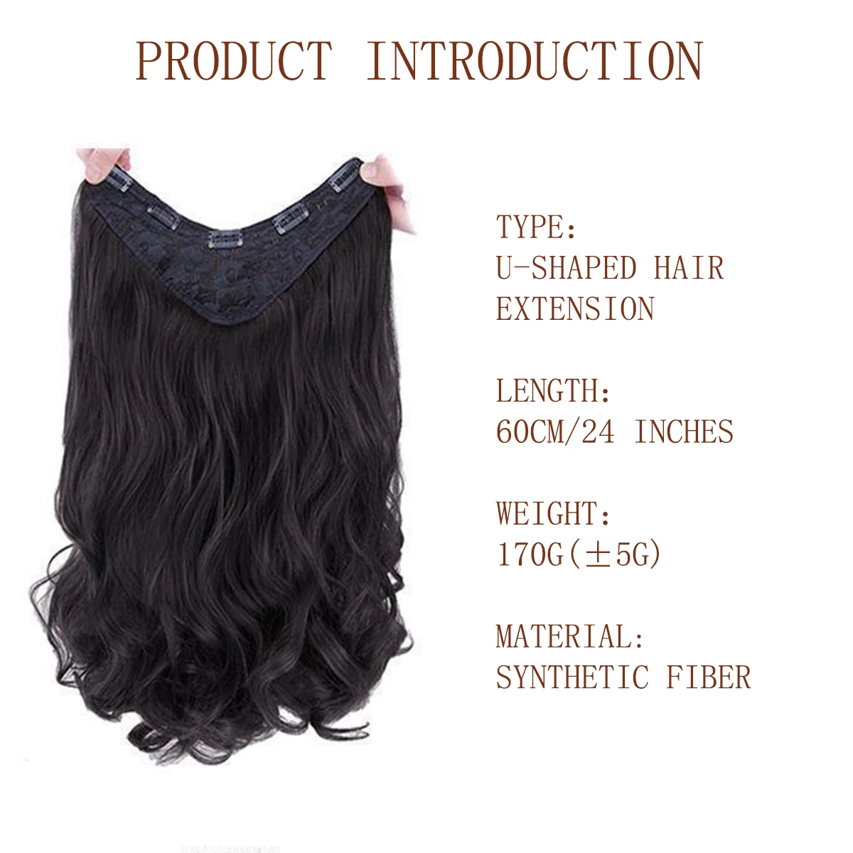 Synthetic wig women's long curly hair one piece seamless invisible hair extension piece V-shaped large wave curly hair wig piece