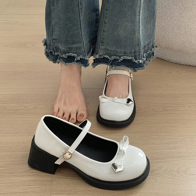 

Дизайнерские женские Туфли Мэри Джейн, женские винтажные туфли JK на толстом каблуке для девушек, весенние женские элегантные туфли-лодочки с бантом-бабочкой