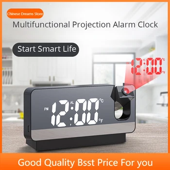 2022 NEW LED Digital Projection Alarm Clock Table Electronic Alarm Clock with Projection Time Projector Bedroom Bedside Clock 1