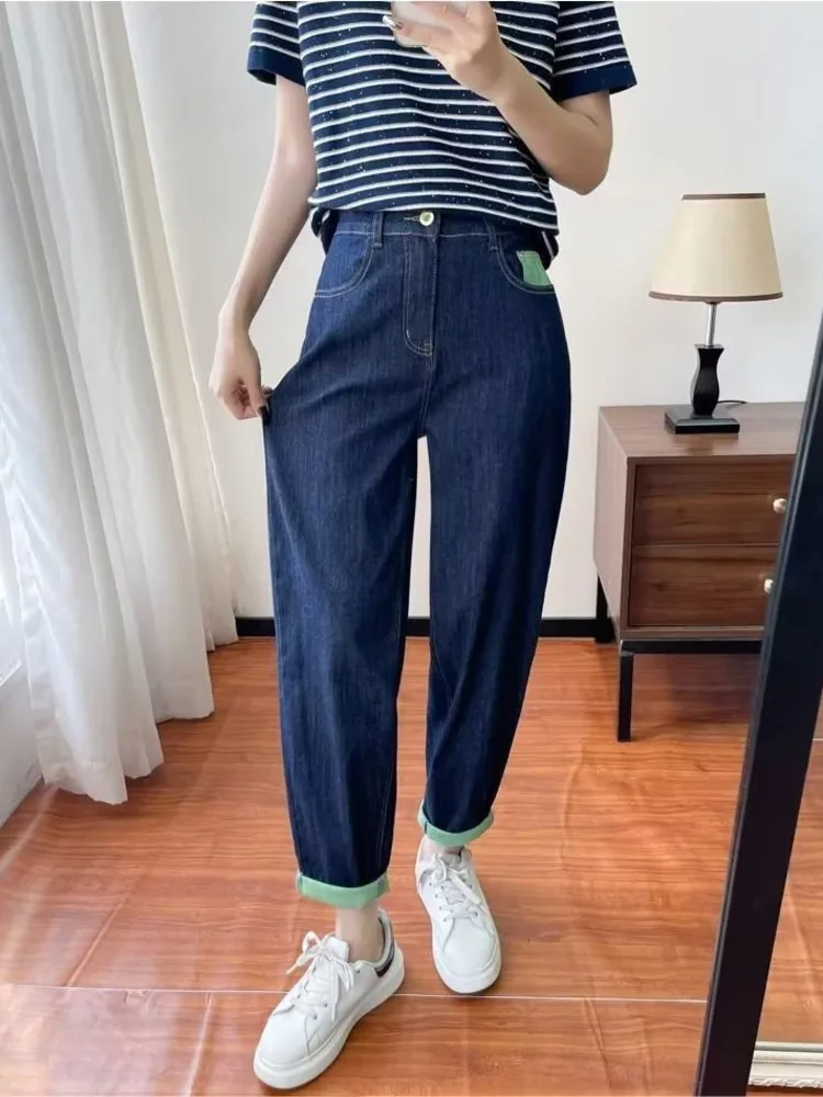 Feynzz Women Pant Woman Jeans Braided Contrasting Elastic Harem Jeans For Women In Spring And Autumn