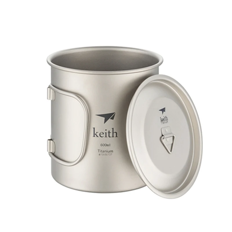

Keith Camping Tableware Titanium Mug Single-layer Water Cup Lightweight Outdoor Hiking Travel Mugs With Lid 600ml Ti3207