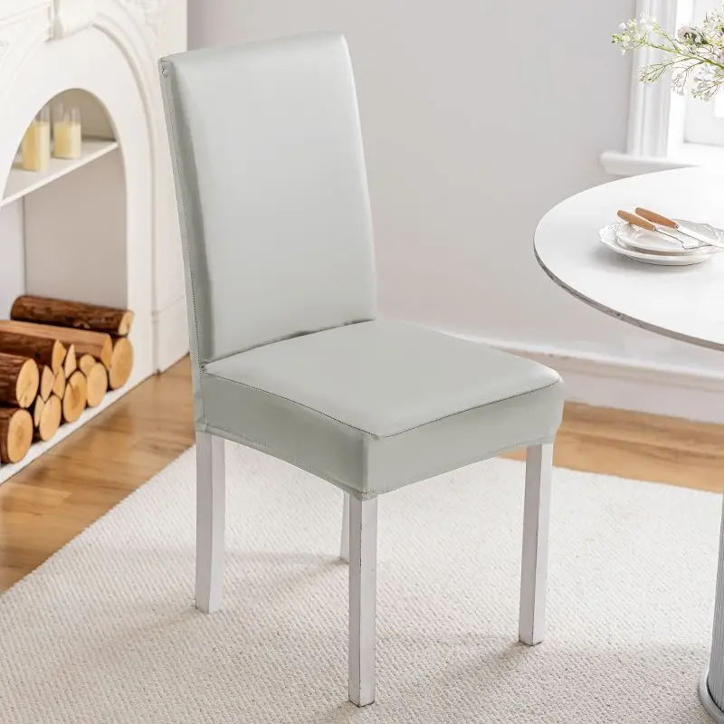 Set Di 2 Coprisedie Elasticizzate Con Braccioli, Colore Grigio, In Poliestere, Per Sala Da Pranzo, Ufficio E Cucina, Protezione Anti-macchia E Lavabili