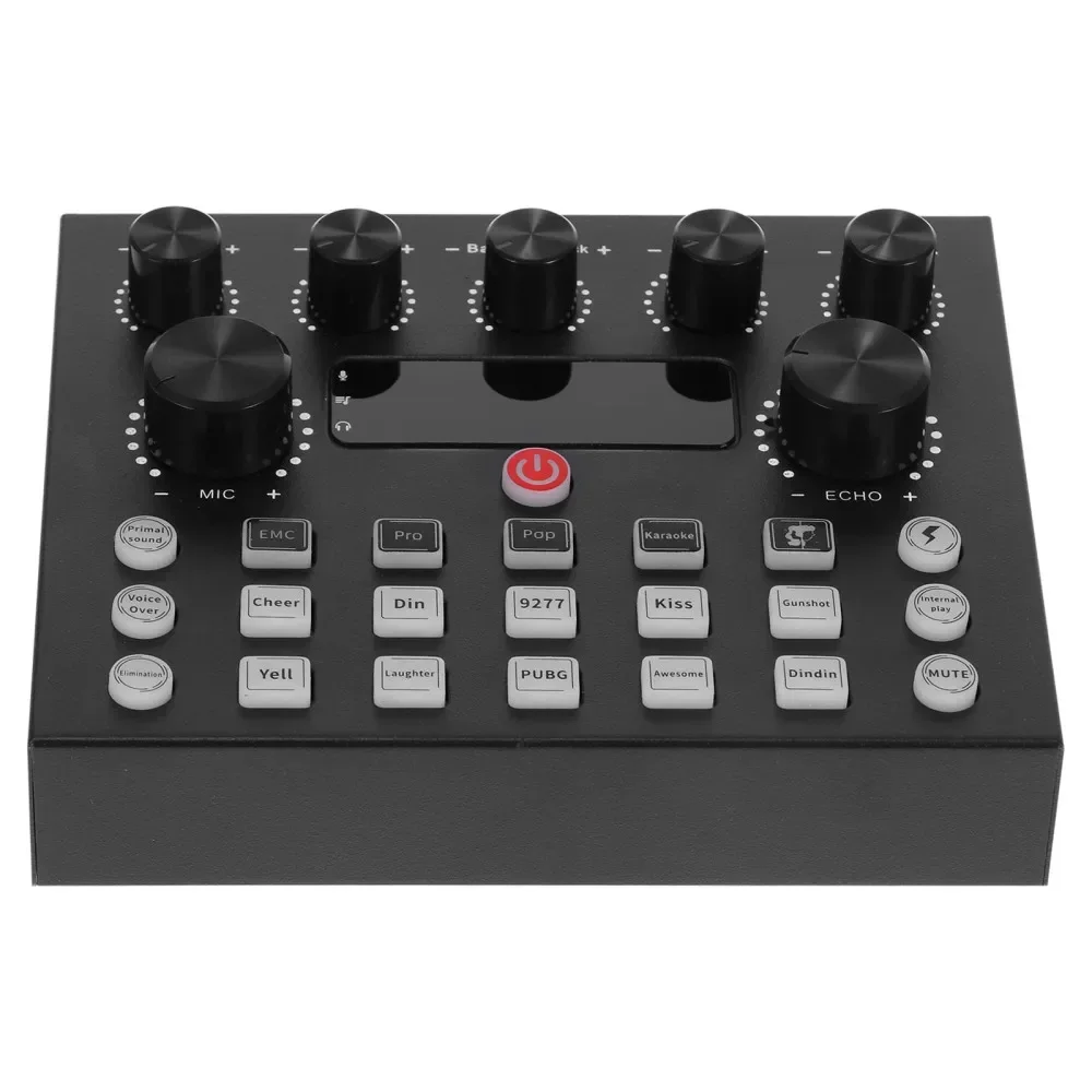 Sound Card Live Streaming For PC Computer IPhone Broadcasting V8S Sound Card with 10 Sound Effects 3 Inputs Mic Input
