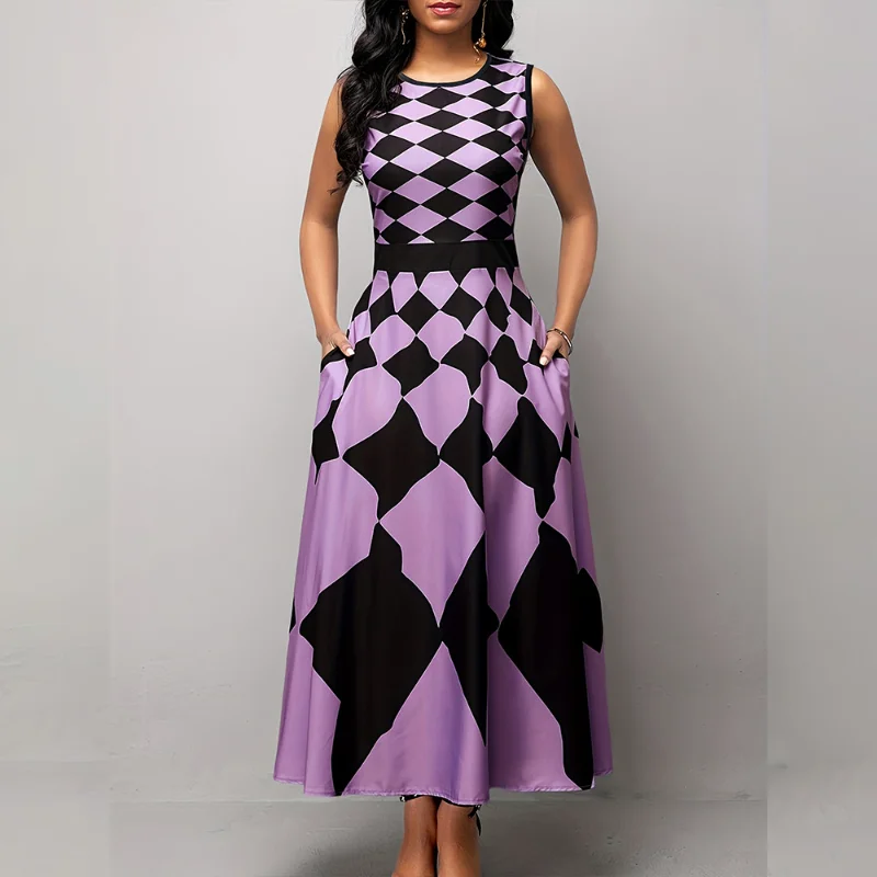 

Женское длинное платье без рукавов, элегантное богемное винтажное платье макси с цветочным принтом и карманами, лето 2023