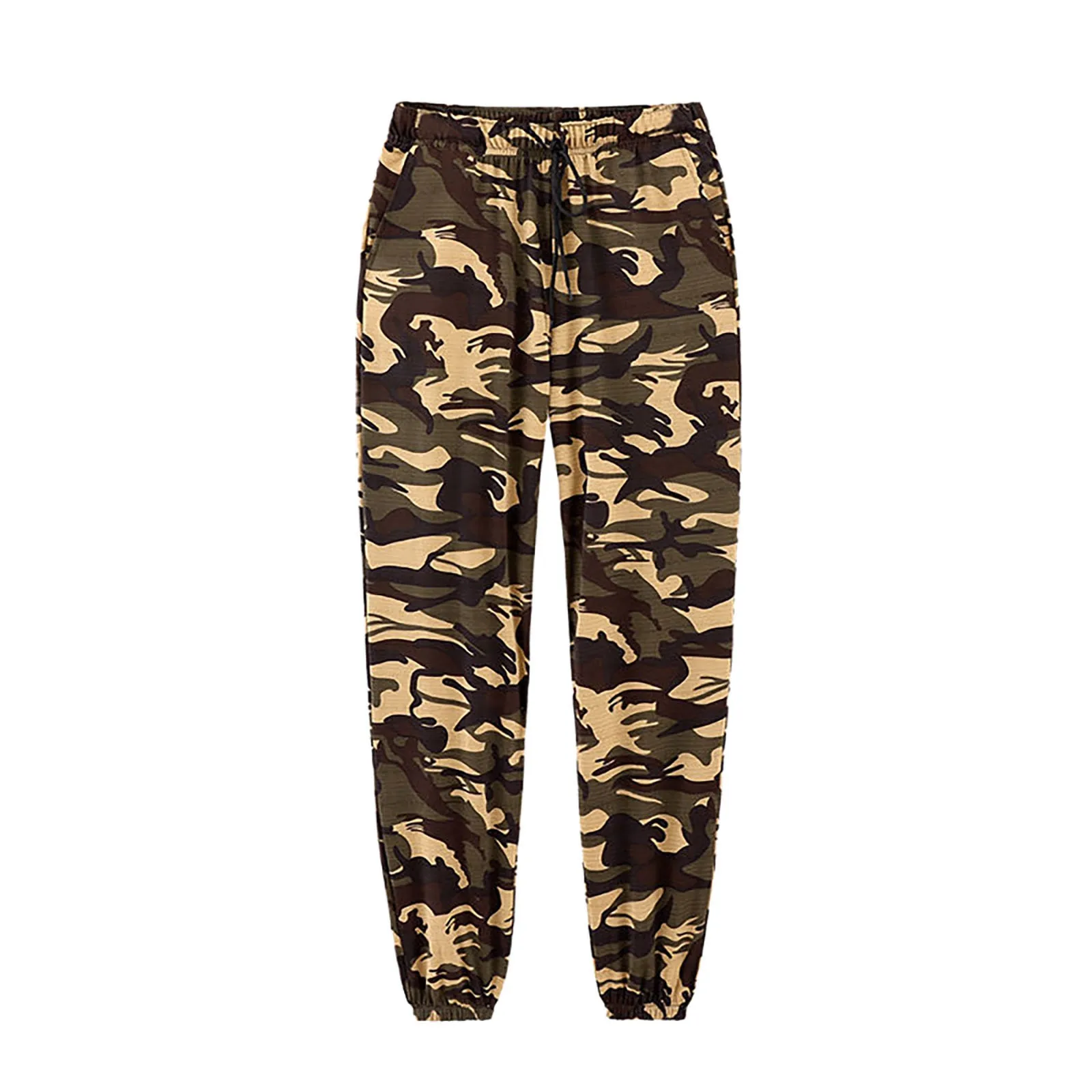 Hip Hop Men Camouflage Pants Summer Thin Casual Outdoor Hiking Trousers Elastic Waist Drawstring Pocket Athletic Running Pants 2