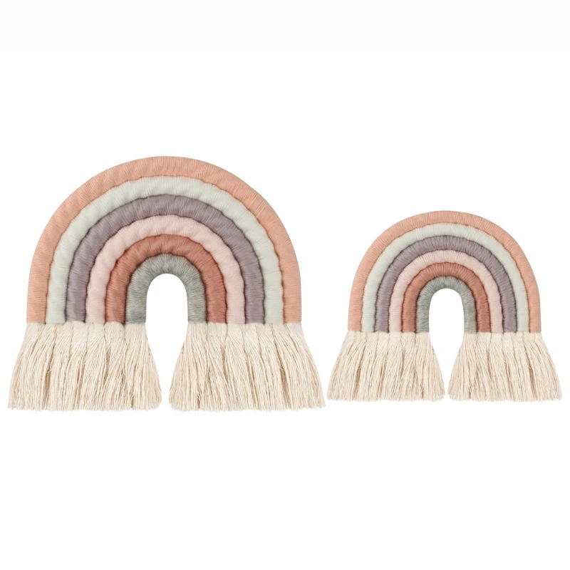 INS Hand-woven Rainbow Wall Hanging Ornaments Nordic Baby Bed Kids Room Decoration Nursery Decor Photo Props wall art decor wall hanging pendant