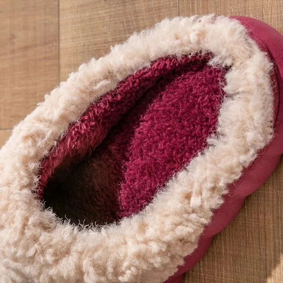 Autumn Winter Plush Warm Women Cotton Slippers Indoor Home Casual Toe Wrap Fluffy Slides Men Anti Slip Thick Platform Soft Shoes 5