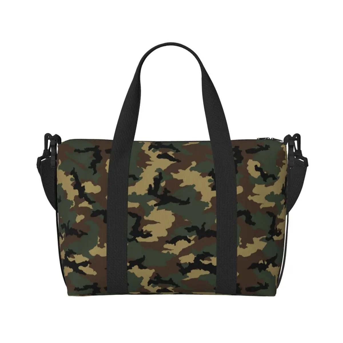 Original Woodland Camo Beach Tote Bag for Women Military Army Camouflage Large Compartment Beach Gym Travel Bags
