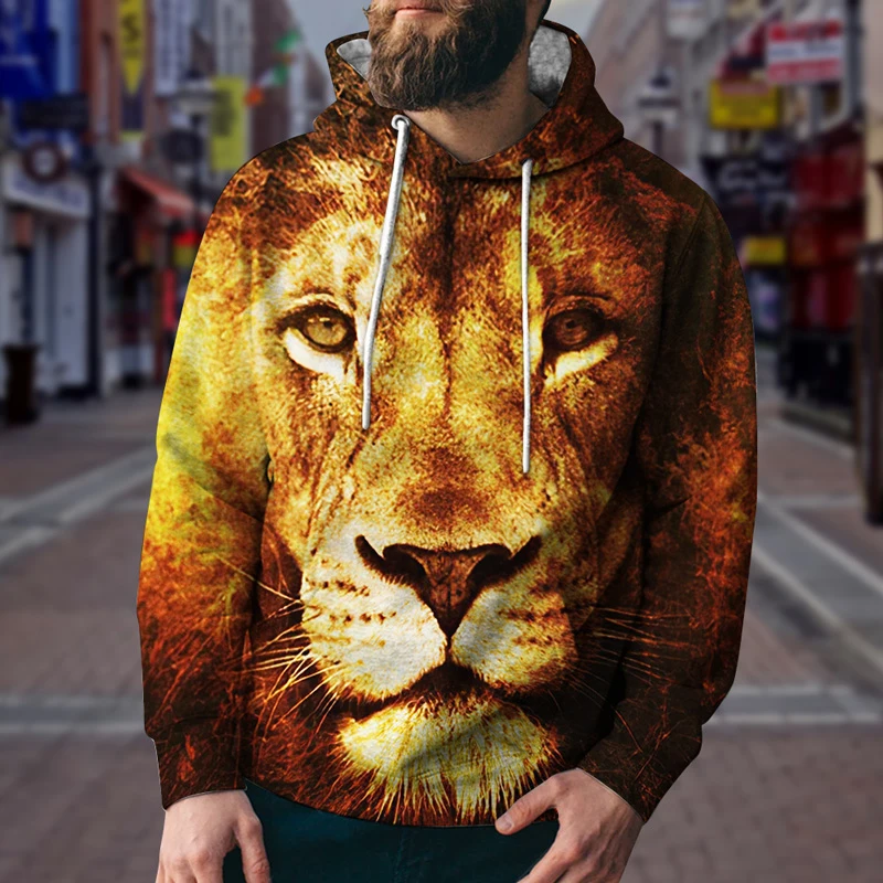 Autumn Men's Fashion Casual Hoodie 3D Printed Animal Lion King