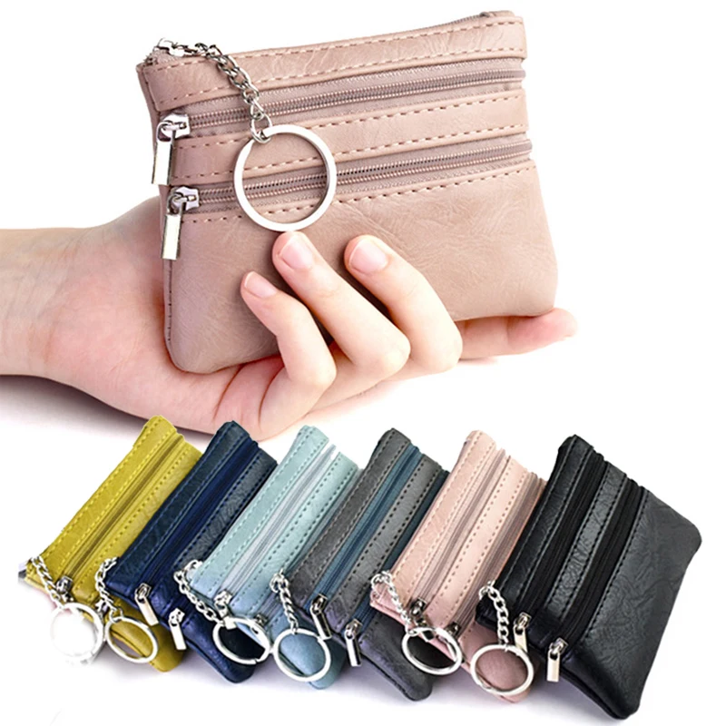 Zipper Wallets for Men or Women Waxed Canvas Keychain Wallet 