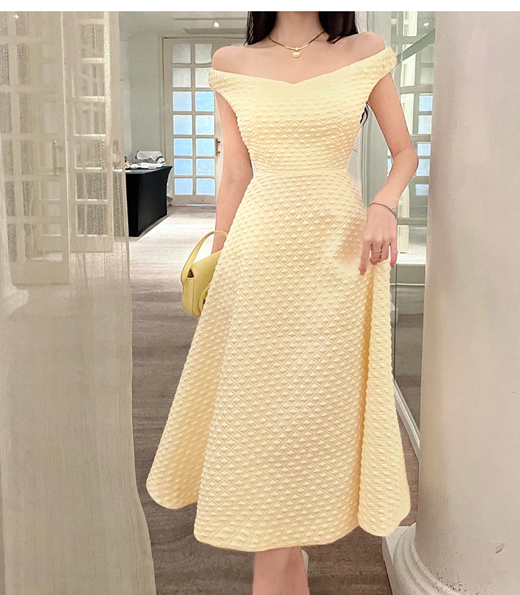 

DALMAZZO New Fashion Designer Summer Holiday Long Dress Women Slash Neck Off The Shoulder Slim Party Vestidos Female