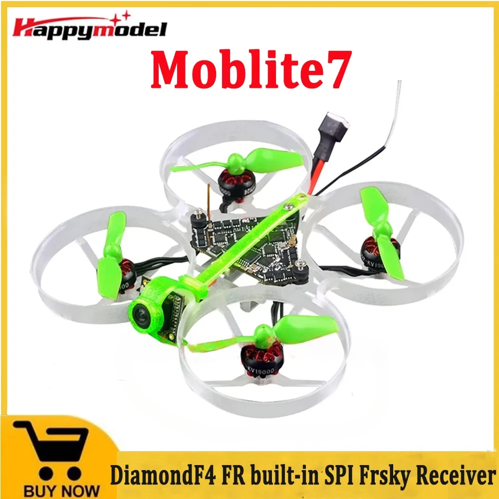 

Happymodel Moblite7 1S 75mm Whoop FPV Racing Drone BNF with Diamond F4 5A AIO Runcam Nano3 200mW VTX EX0802 19000KV Motor