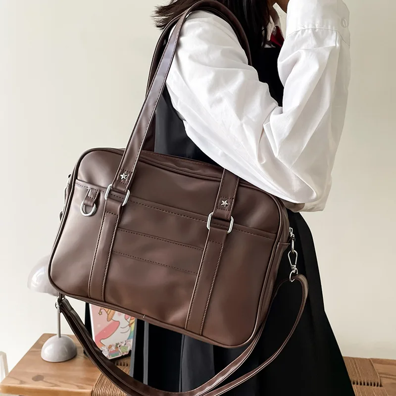 

Japanese Student Bag Handbag High School Student JK Uniform Bag Shoulder Bag Messenger Bag PU lLeather Women's Computer Bag