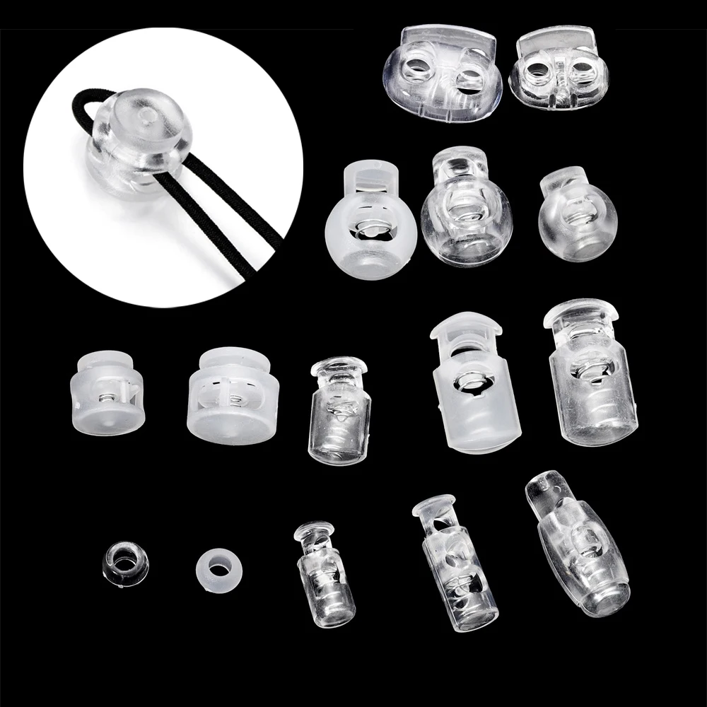 Bouchon de cordon de verrouillage en plastique, 10 pièces, à bascule, boucle à Clip, Transparent, clair, pour lacet, vêtements, accessoires de sac, bricolage