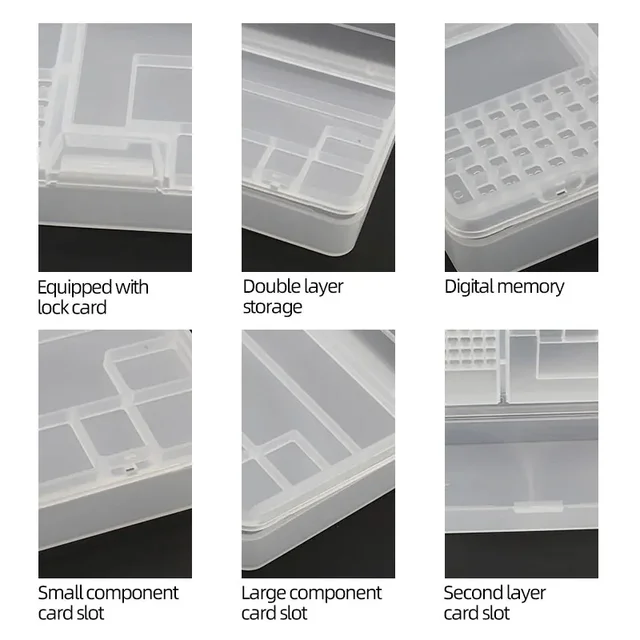 Boîte, composants électroniques, rangement en plastique Transparent, petits accessoires à vis, grille de Classification des outils 3