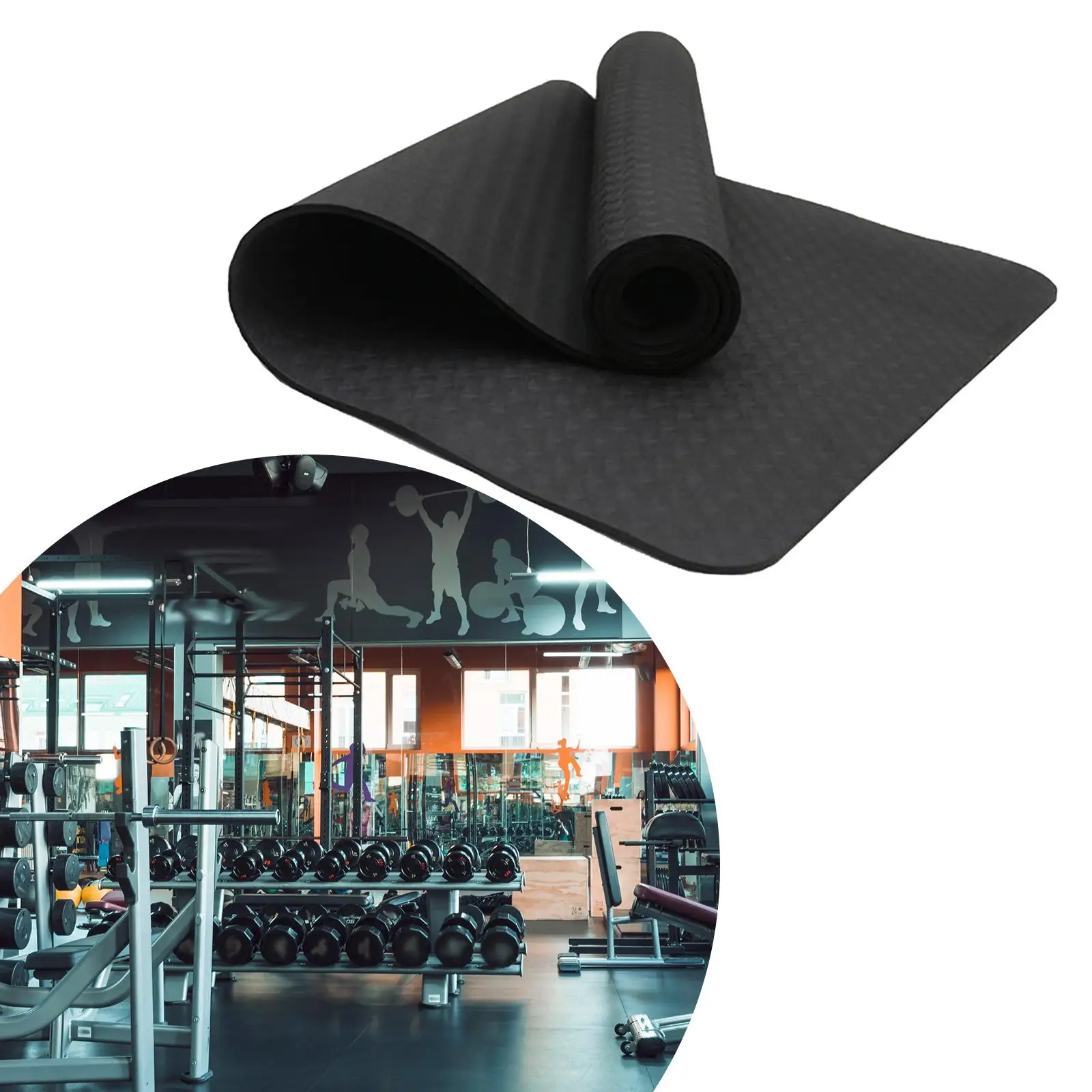 Yoga Mat Black for Men Women Anti Tear Nonslip Fitness Mat Pilates Mat for Fitness Workouts Stretching Household Home Yoga Floor