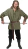 4 Pcs Halloween Men's Renaissance Costume Set Medieval Pirate Shirt Ankle Banded Pants Viking Belt Accessories 4
