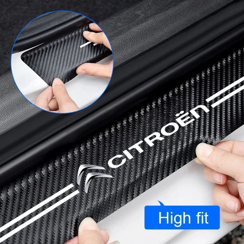 Carbon Fiber Car Sill Protector Strip - Stylish Automotive Threshold Sticker