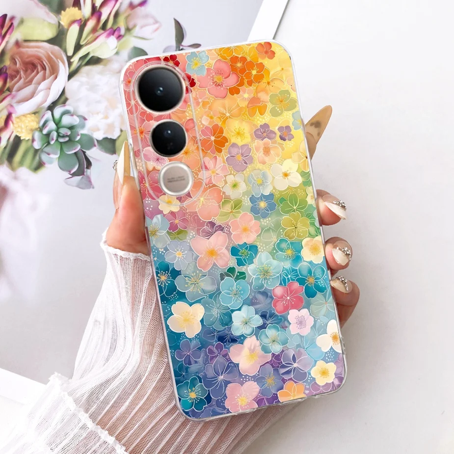 Luxury Bow Flowers Painted Soft Silicone Phone Case Cover