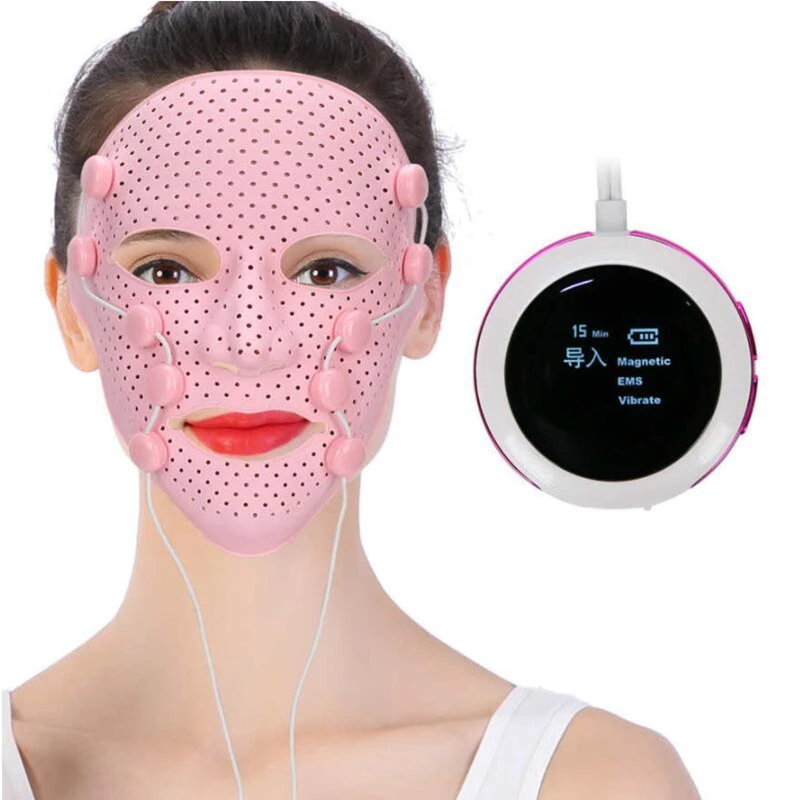 Facial Massager 3D Silicone Facial Mask Electric EMS Vibration Skin Rejuvenation Quick Face Lift V Slim