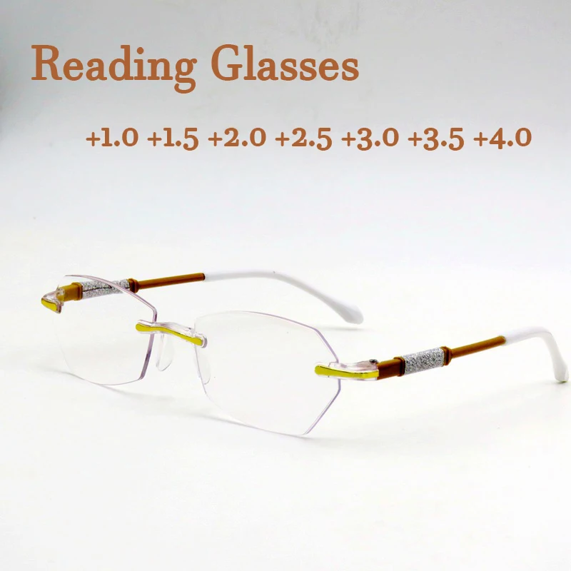 DiamondCuttingReadingGlassesLuxuryRimlessAntiblueLight