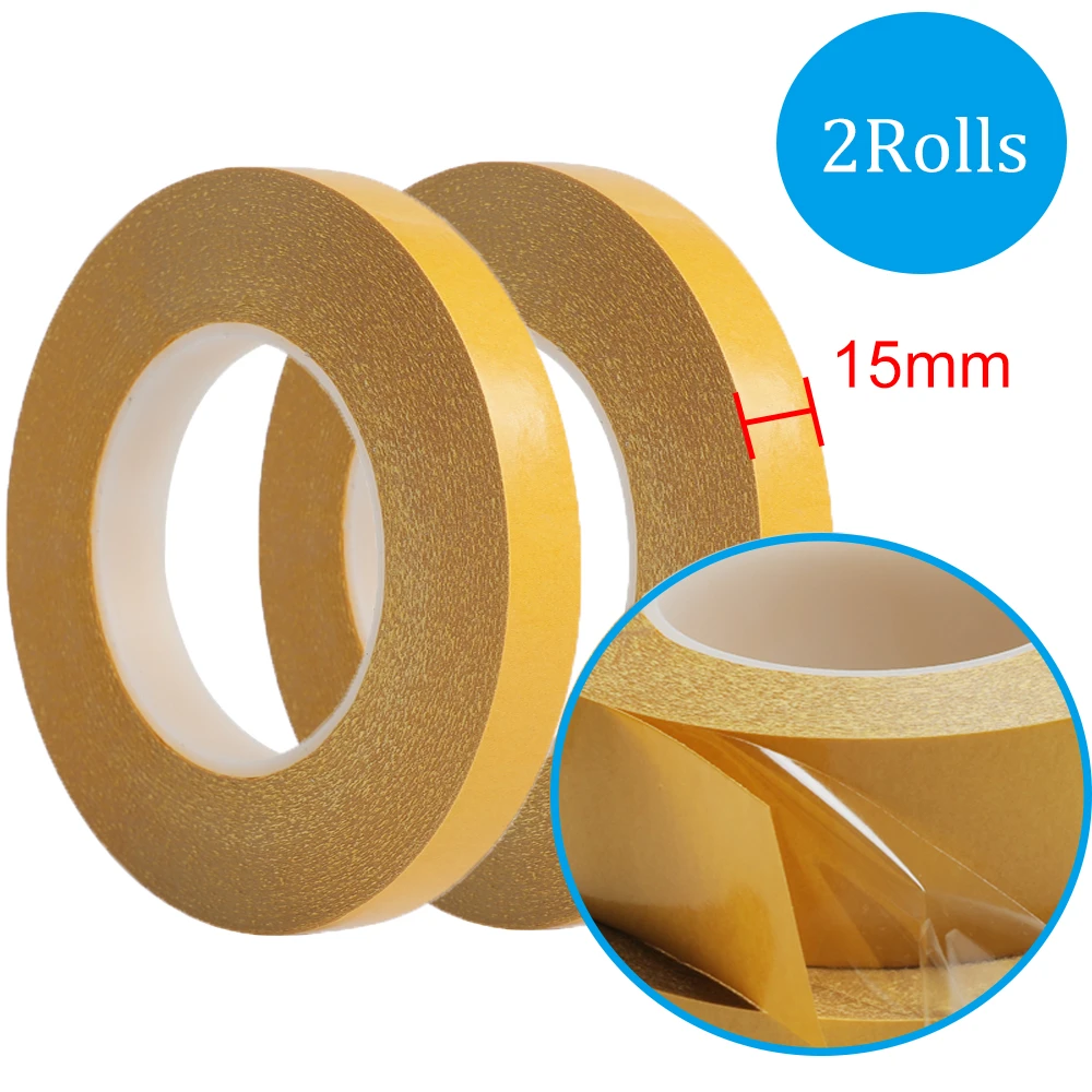 2PCS 15mm Double Sided Tape PET Strong No Trace Transparent Heat