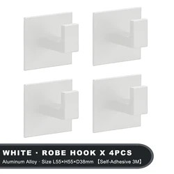 Versatile Strong Adhesive Wall Hooks - Black - Set of 1-4 (White 4PCS)