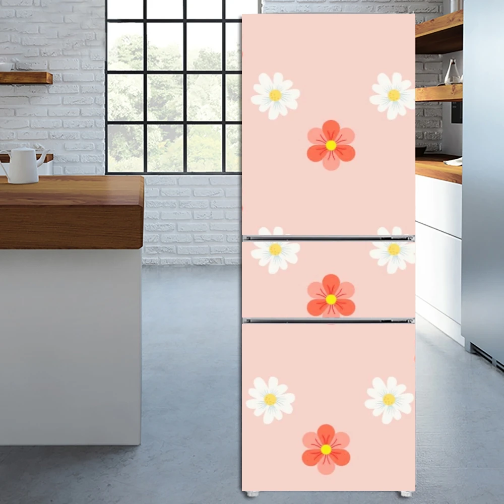Frangipani Pattern Self Adhesive Fridge Sticker Decorative Pattern