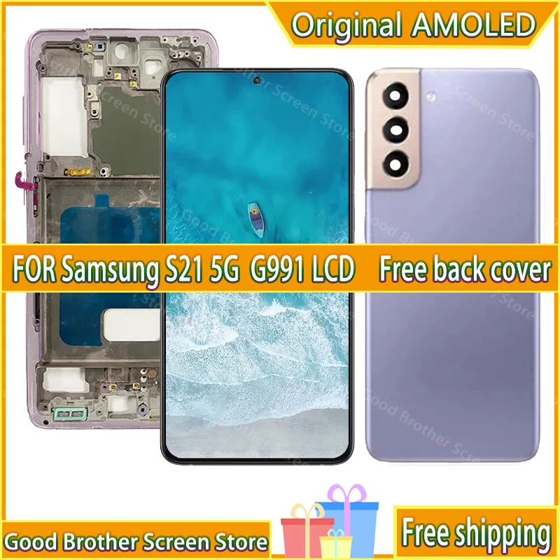 

6.2'' AMOLED LCD For Samsung Galaxy s21 5G Touch Screen Digitizer Display Assembly G990F G991F G991 replacement+Free Back Cover